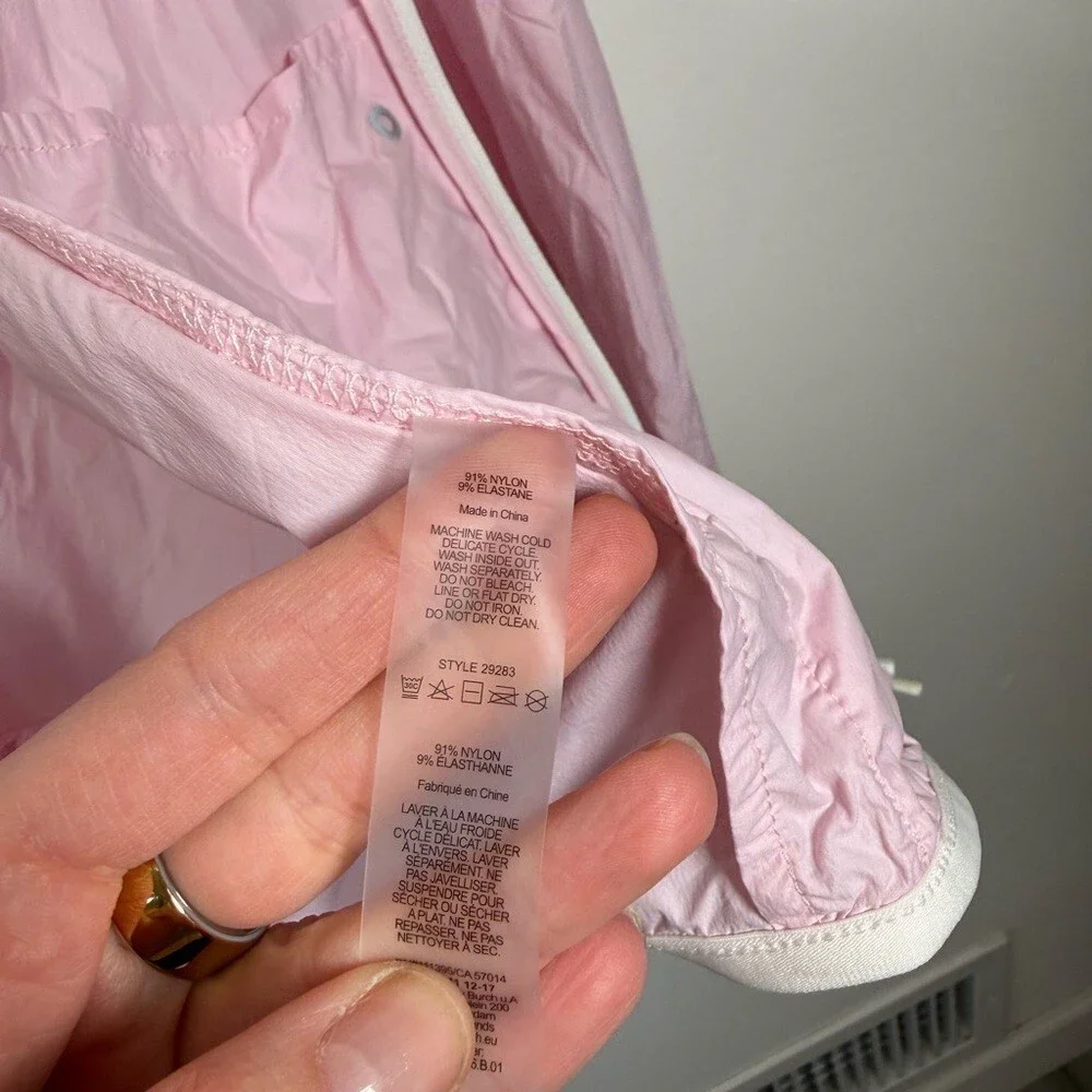 Tory Burch Sport Nylon Packable Jacket in Cotton‎ Pink with Hood